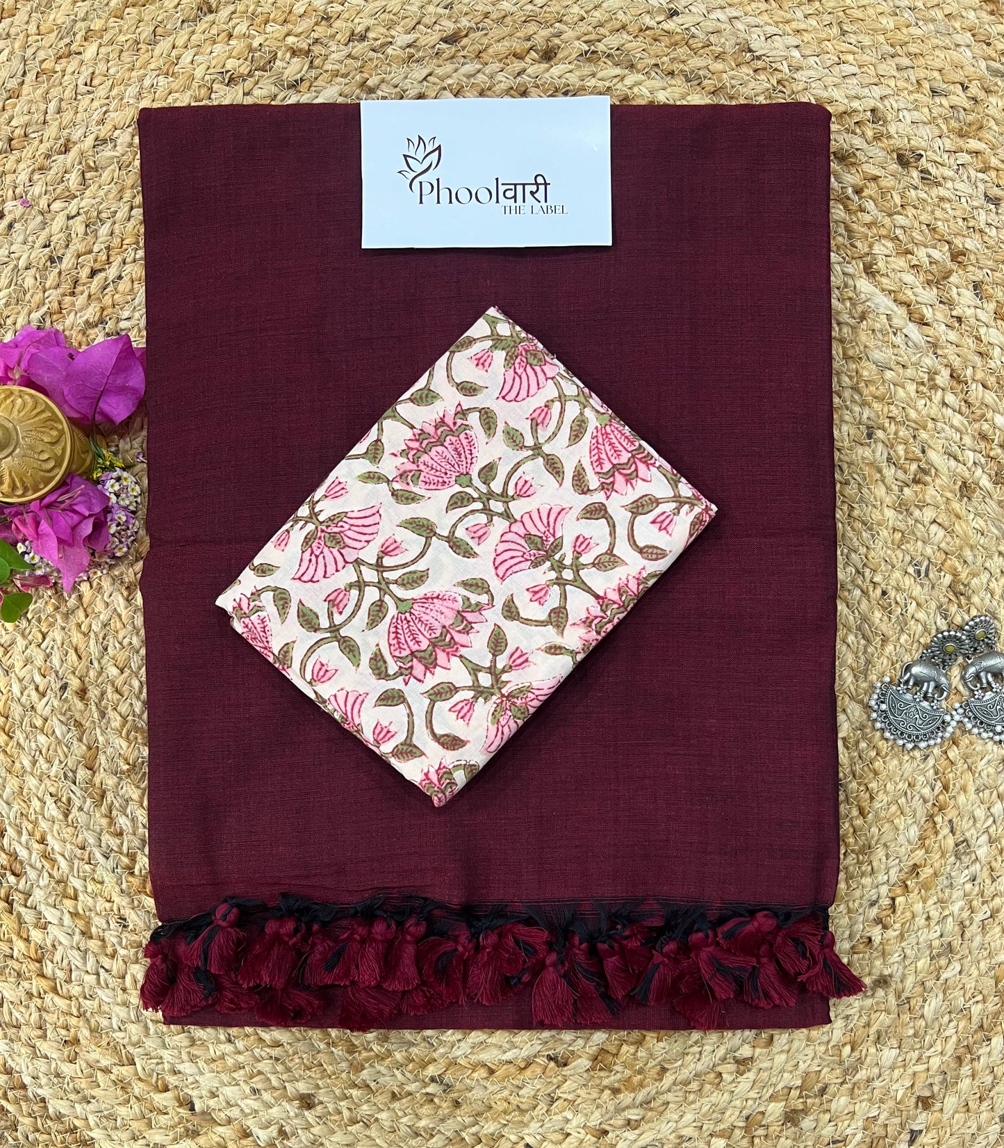 Phoolwari Dark Maroon Handloom Saree