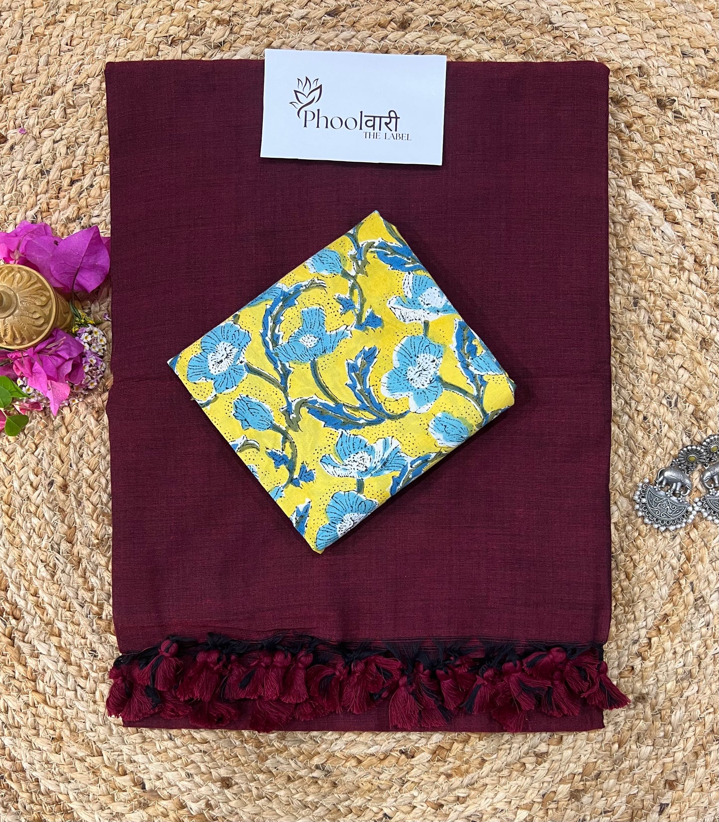 Phoolwari Dark Maroon Handloom Saree