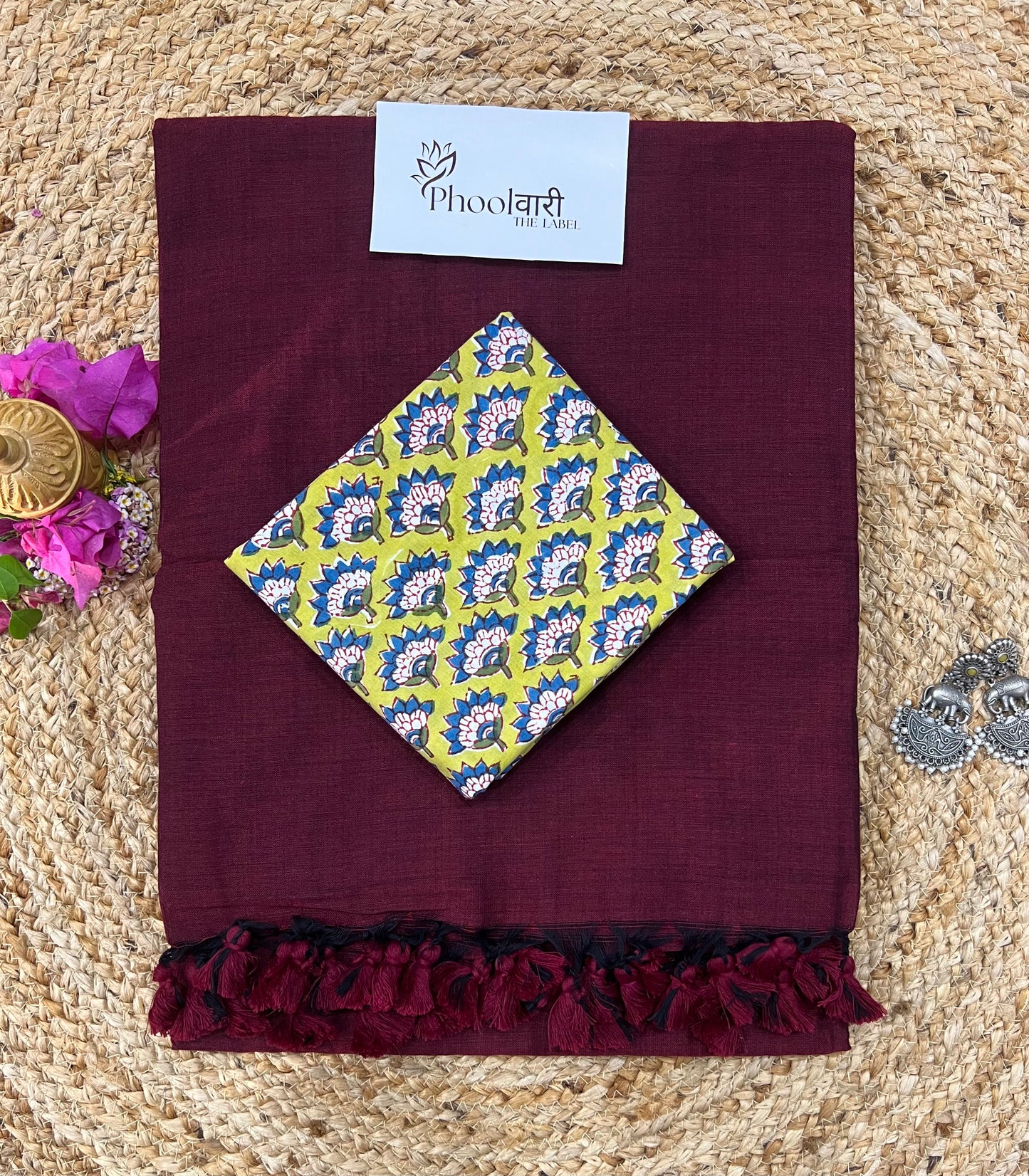 Phoolwari Dark Maroon Handloom Saree