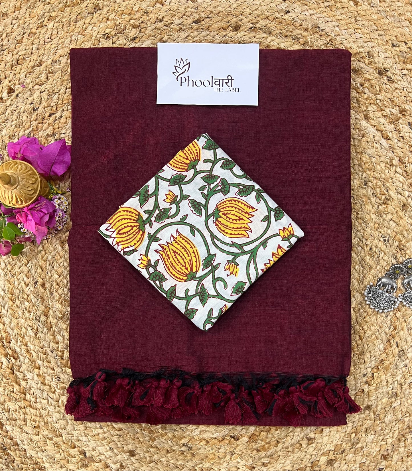 Phoolwari Dark Maroon Handloom Saree