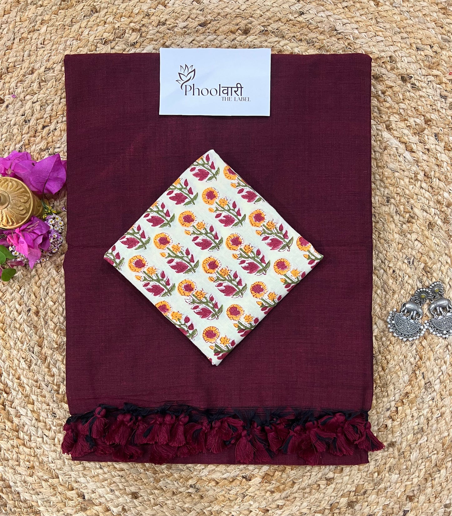 Phoolwari Dark Maroon Handloom Saree