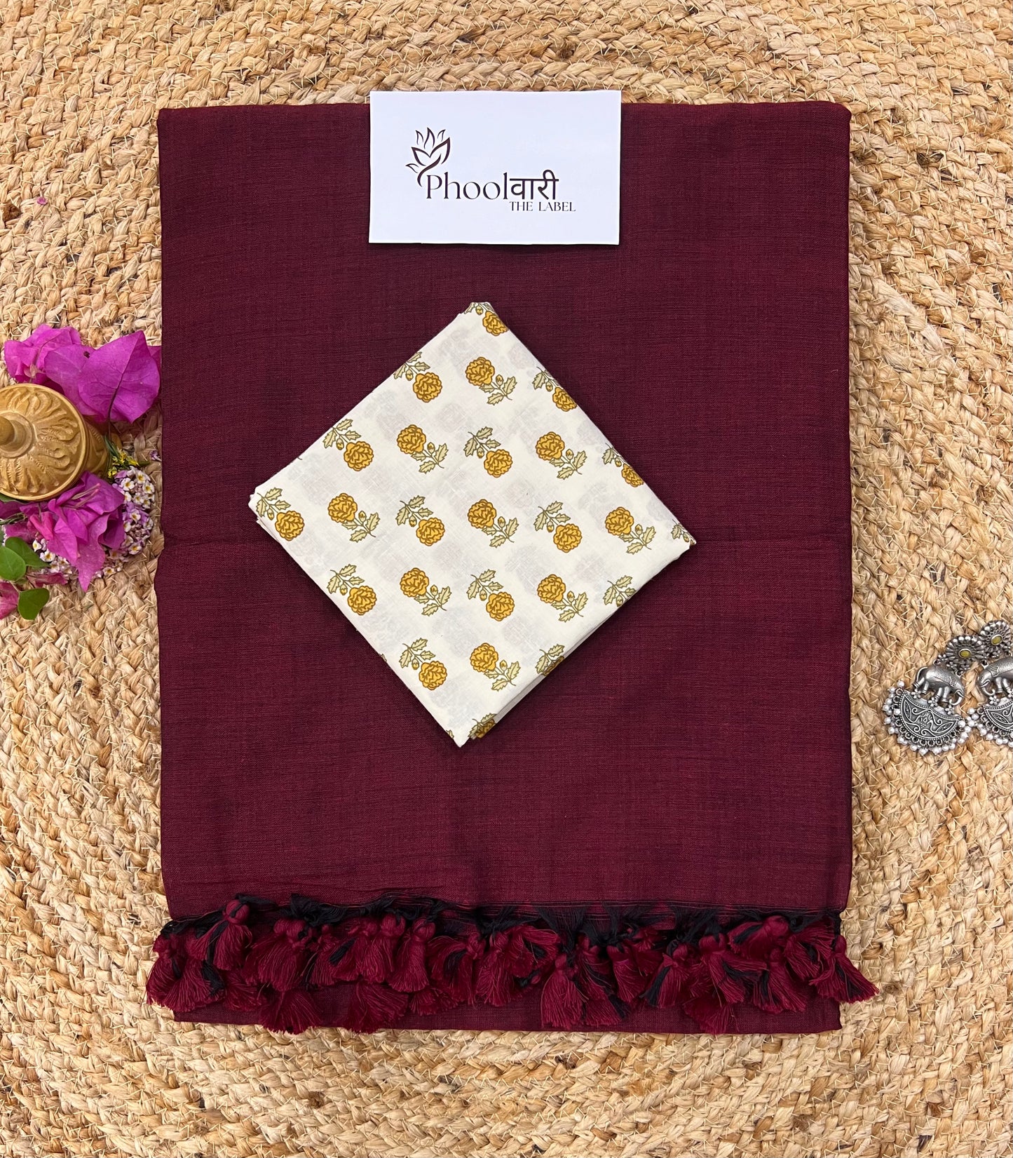 Phoolwari Light Maroon Handloom saree