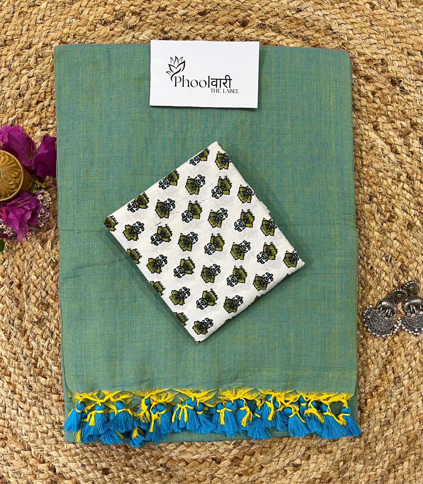 Phoolwari Pistachio Green Handloom Saree