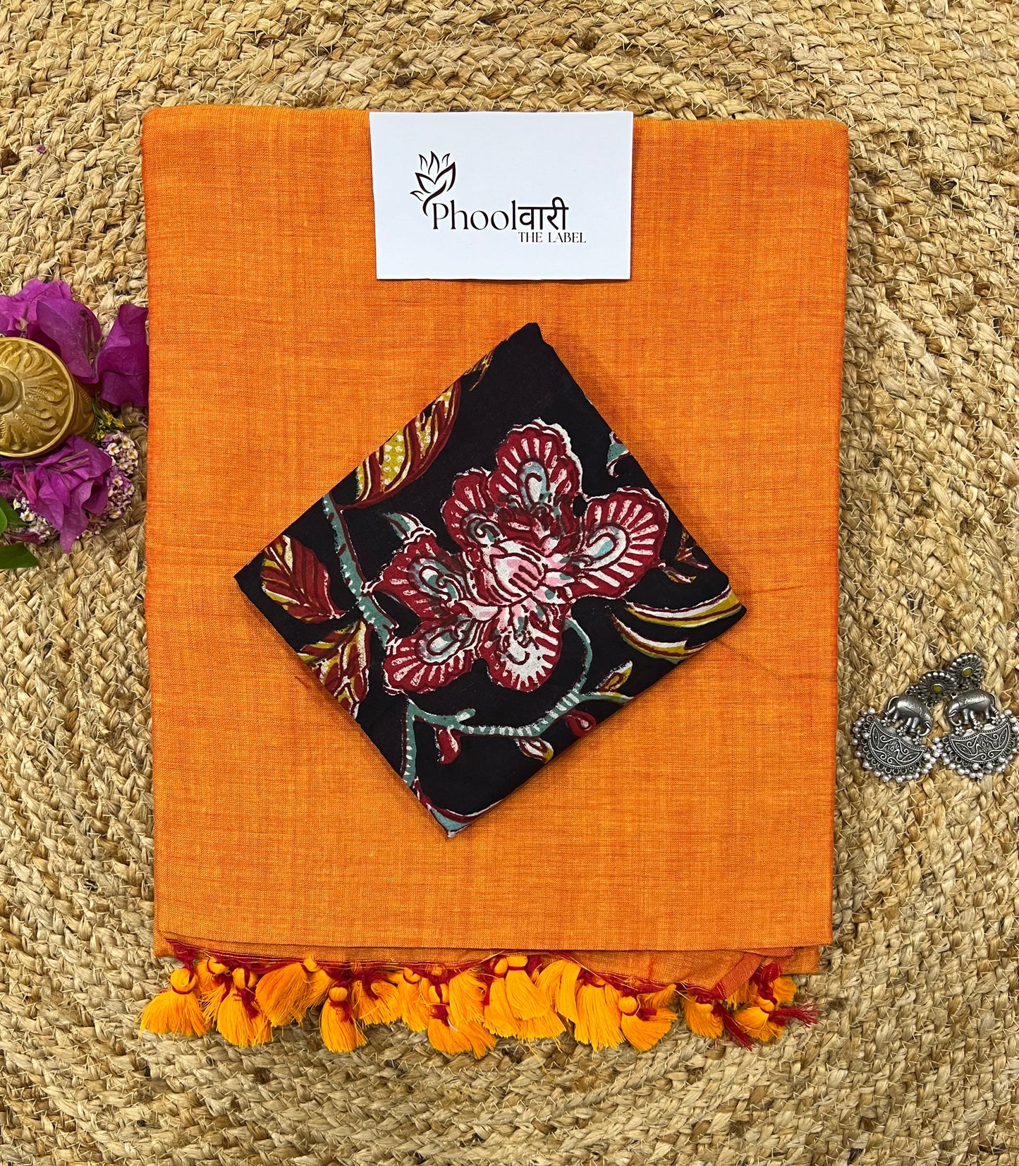 Phoolwari Orange Handloom Saree