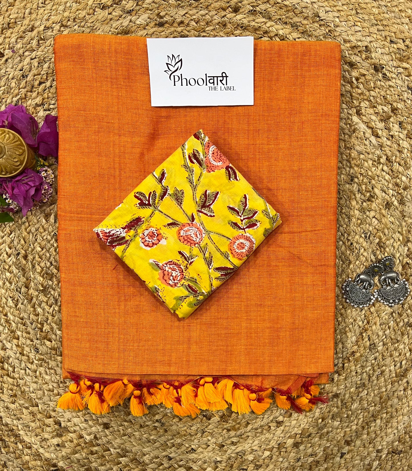 Phoolwari Orange Handloom Saree