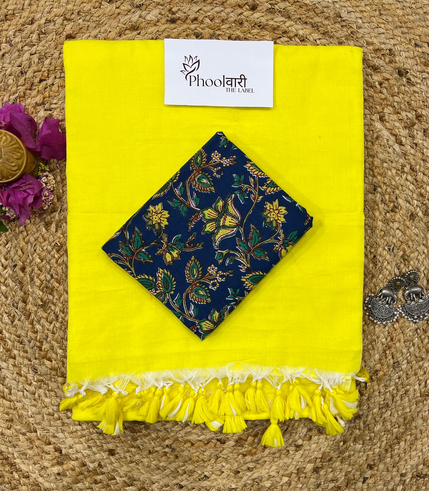 Phoolwari Lime Yellow Handloom Saree