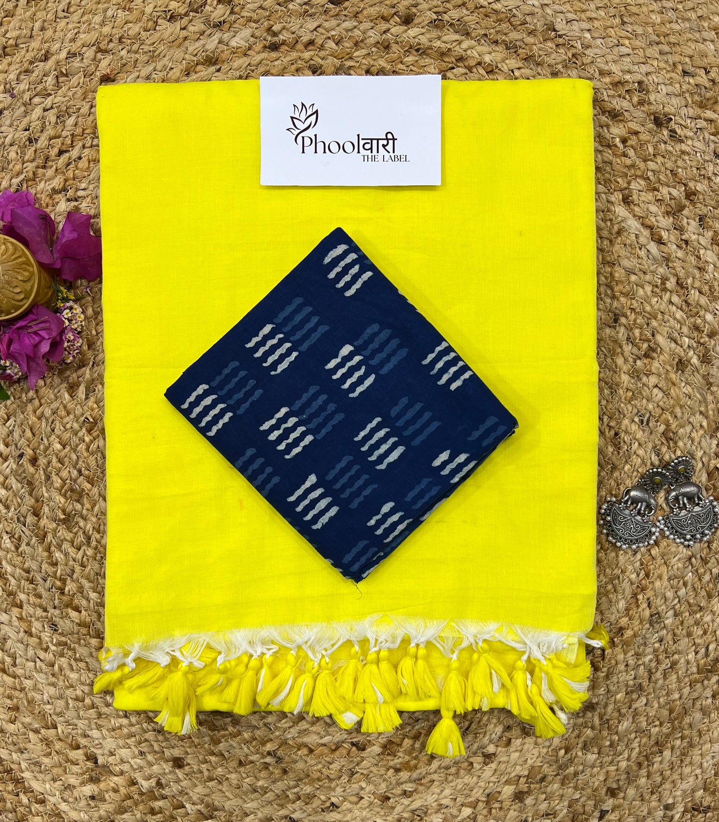 Phoolwari Lime Yellow Handloom Saree