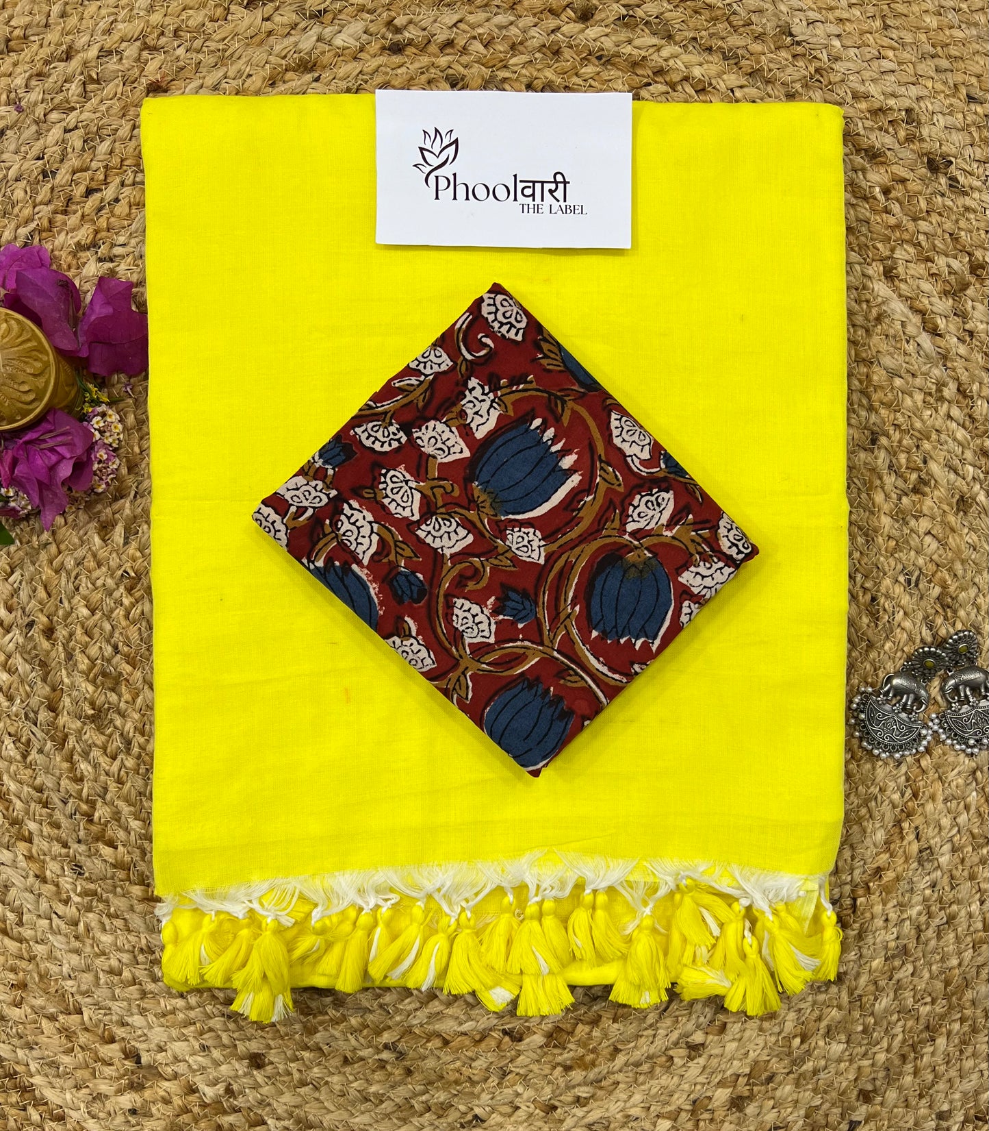 Phoolwari Lime Yellow Handloom Saree