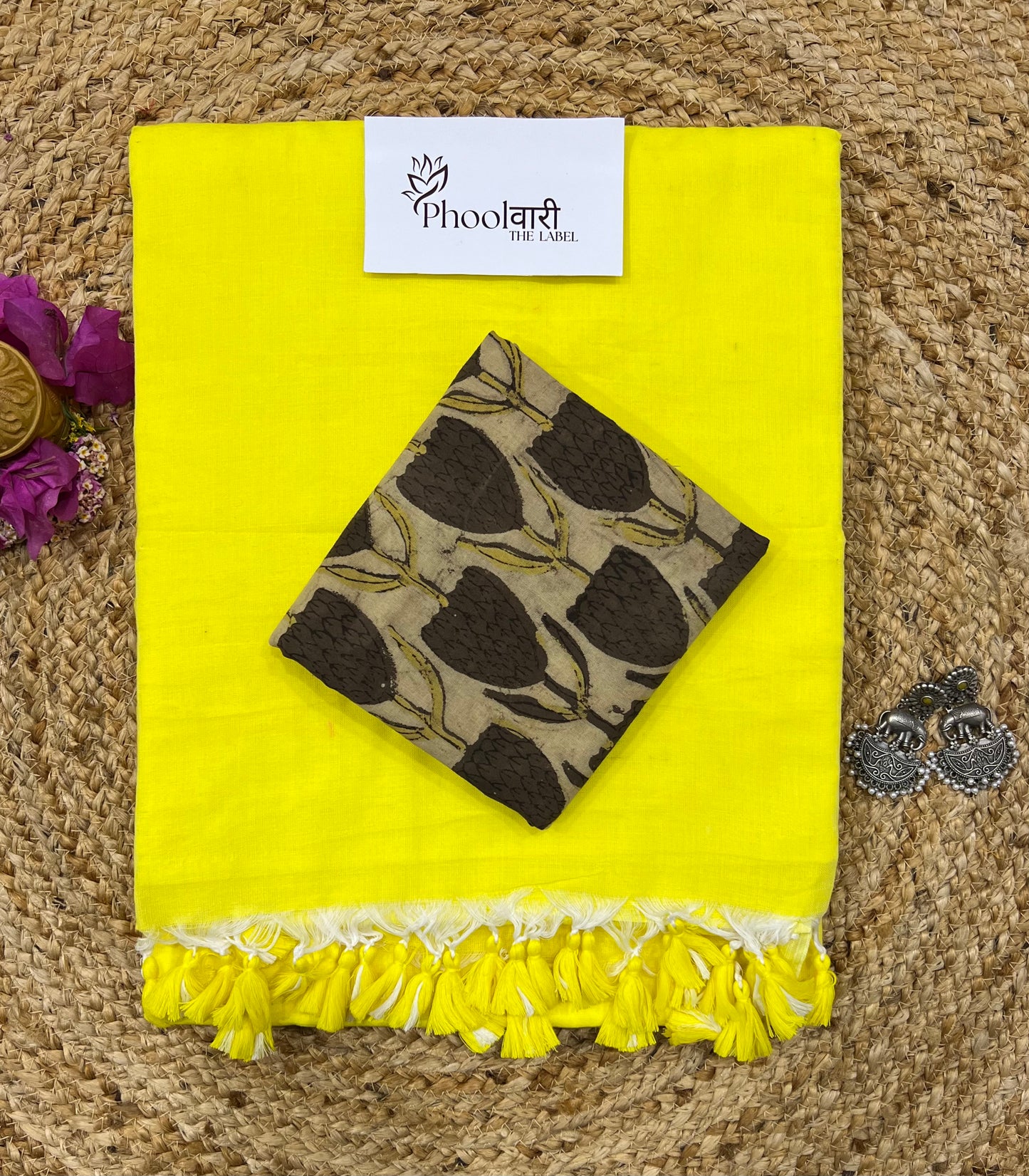 Phoolwari Lime Yellow Handloom Saree