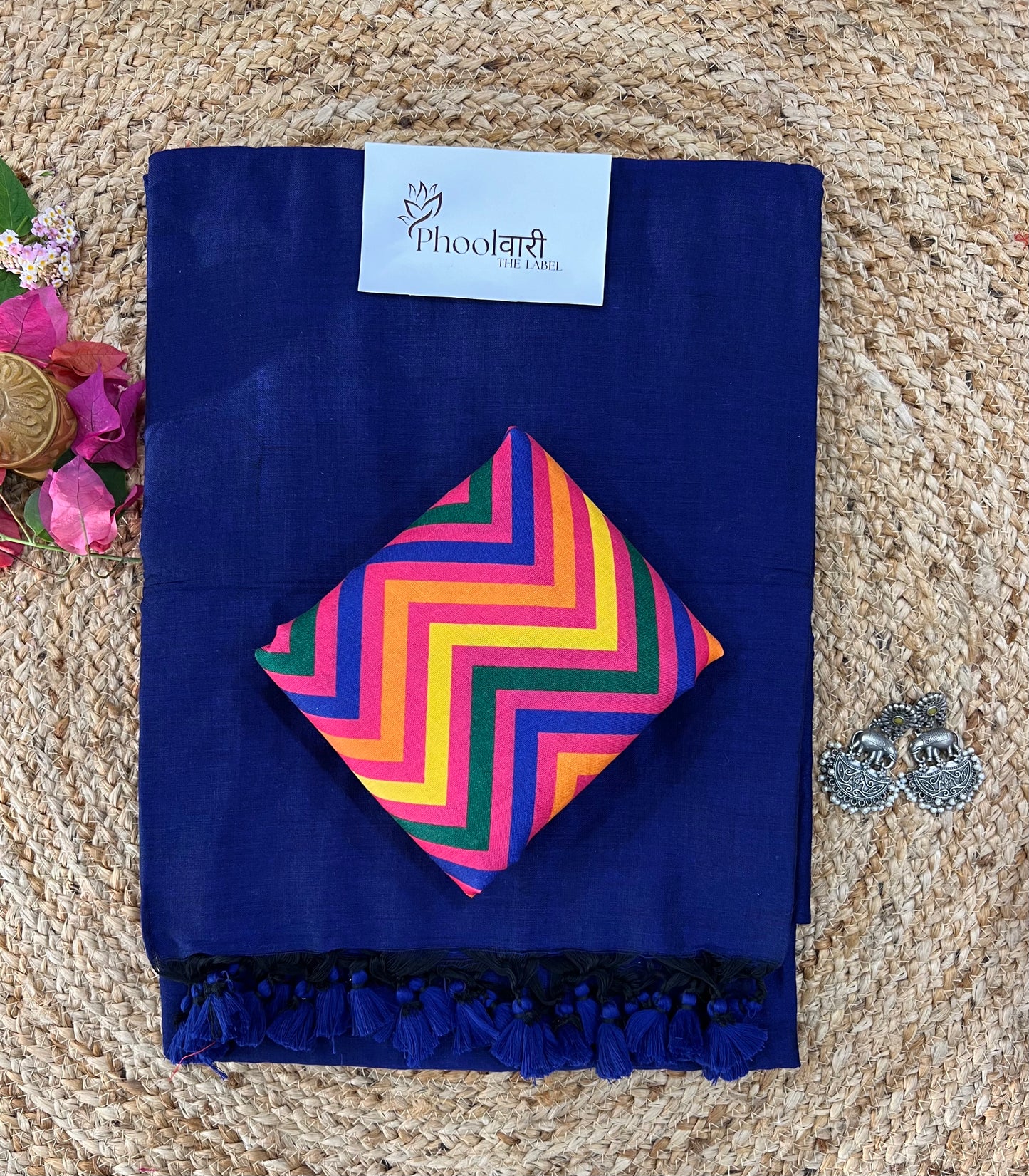 Phoolwari Royal Bule Handloom Saree