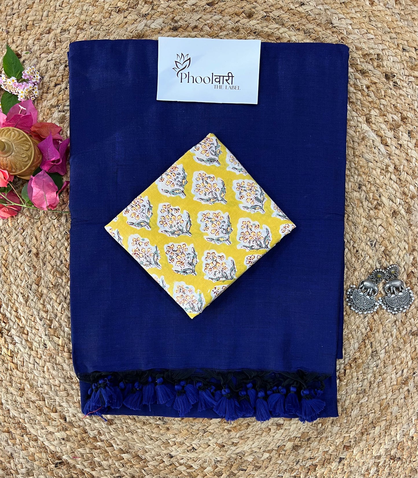 Phoolwari Royal Bule Handloom Saree