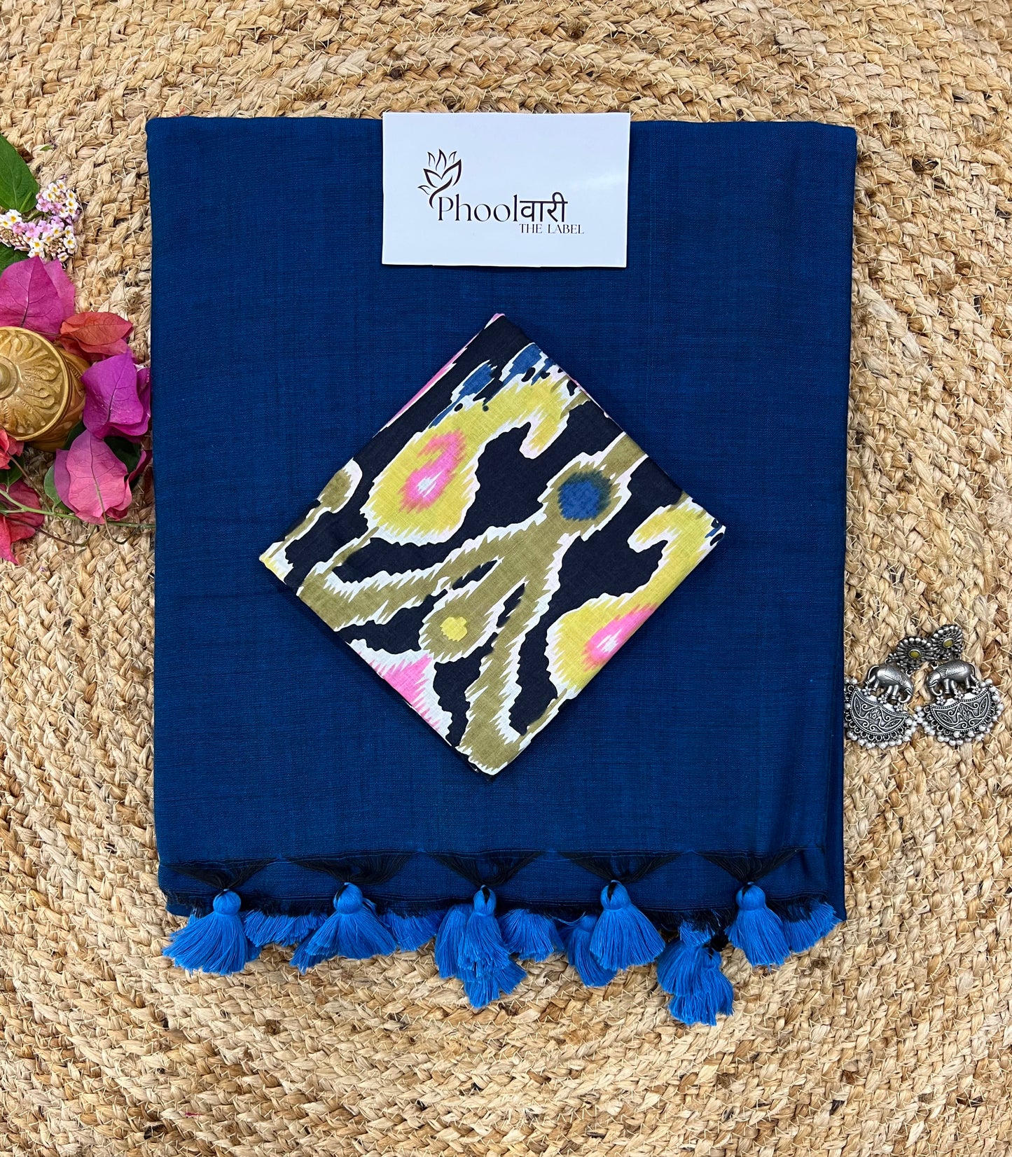 Phoolwari Indigo Handloom Saree