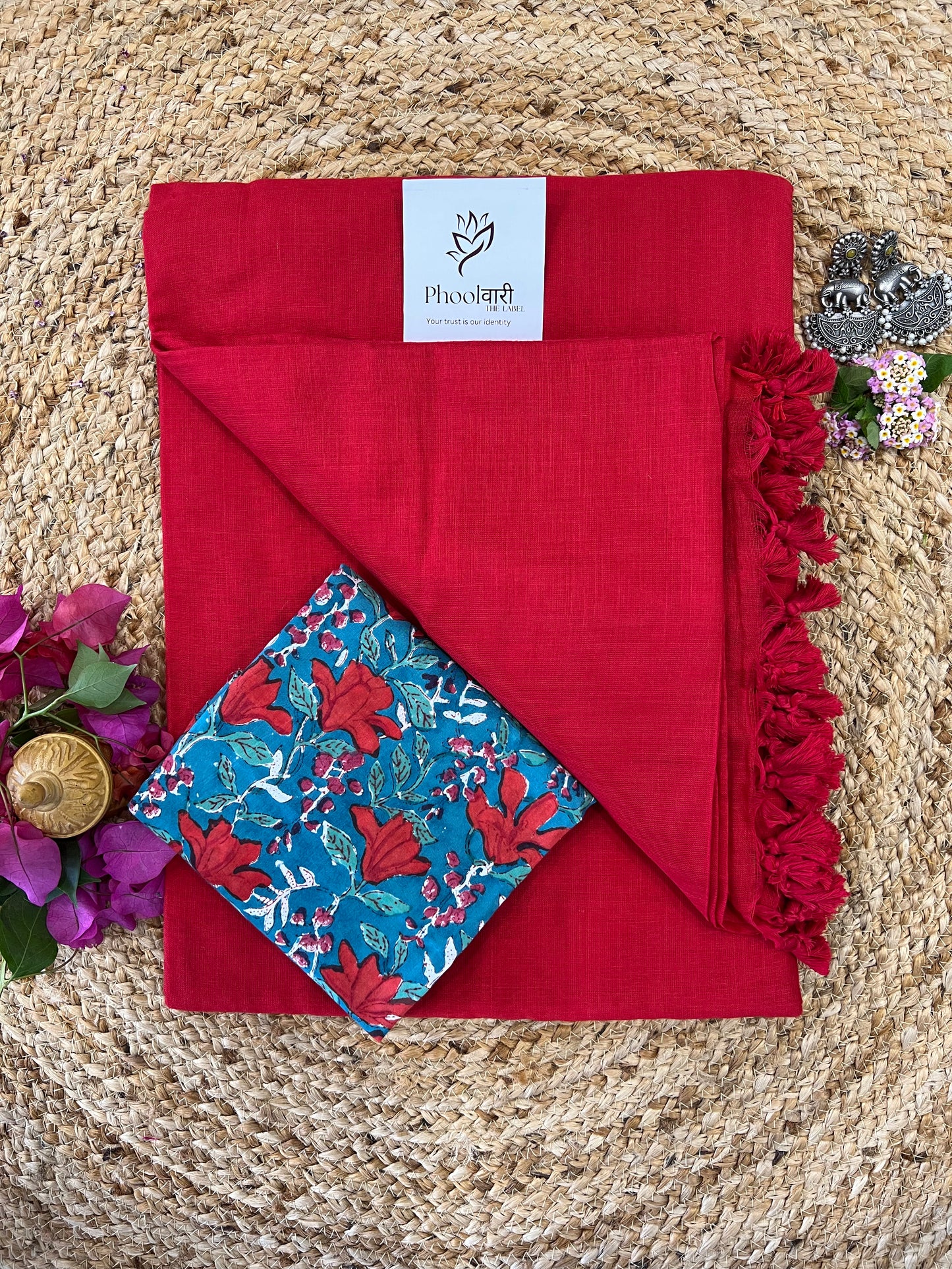 Phoolwari Red Handloom Saree