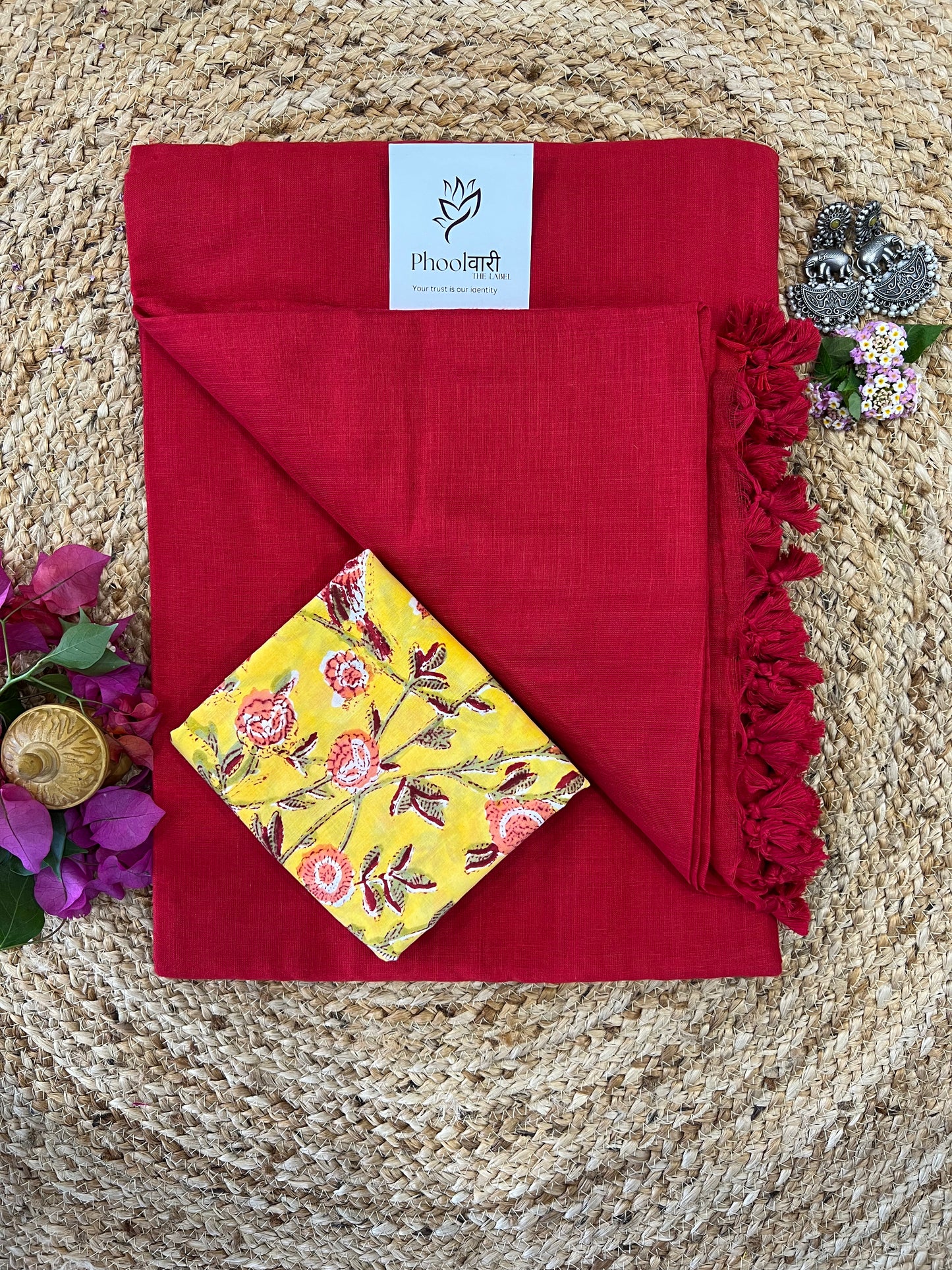 Phoolwari Red Handloom Saree