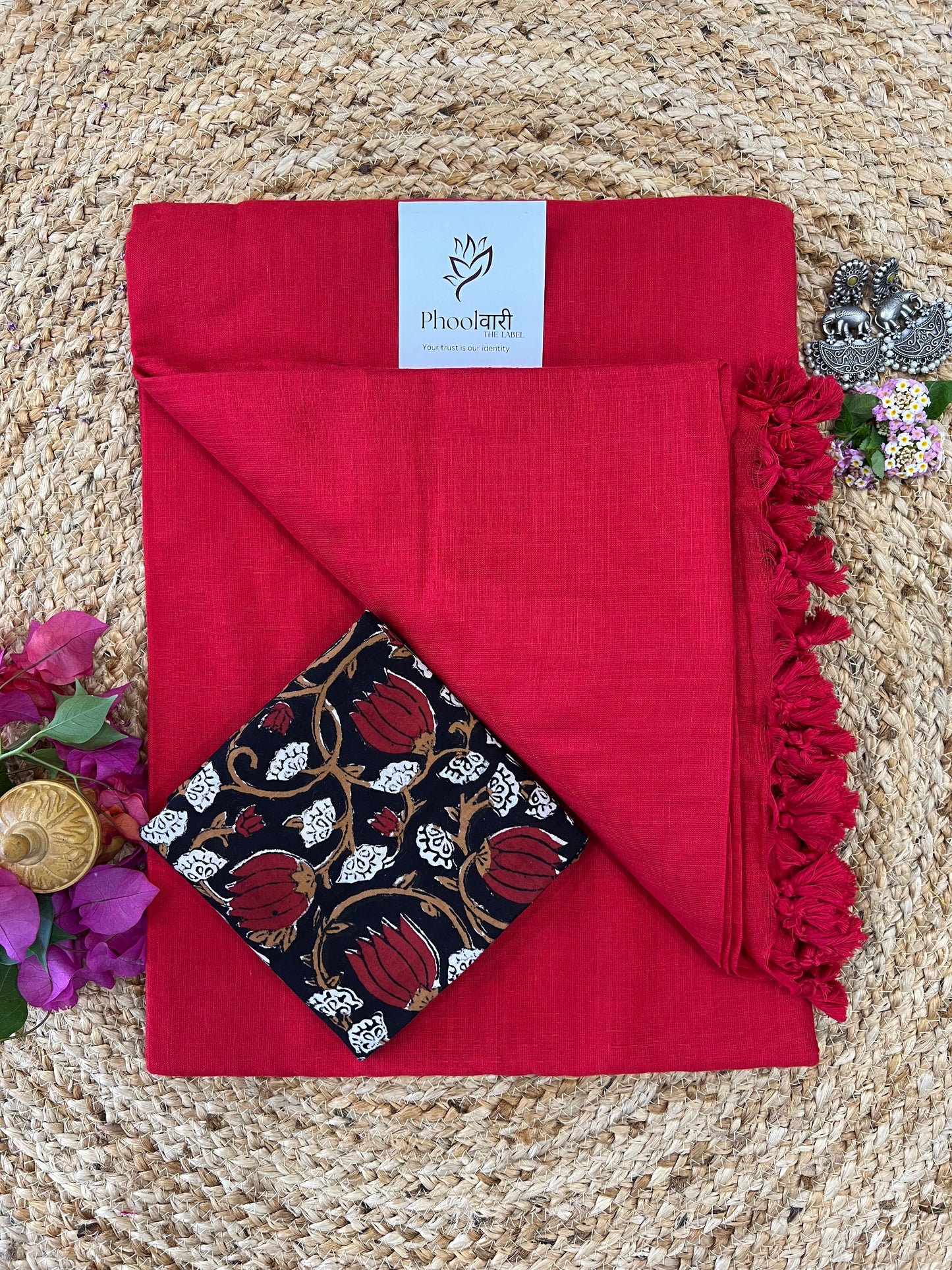 Phoolwari Red Handloom Saree