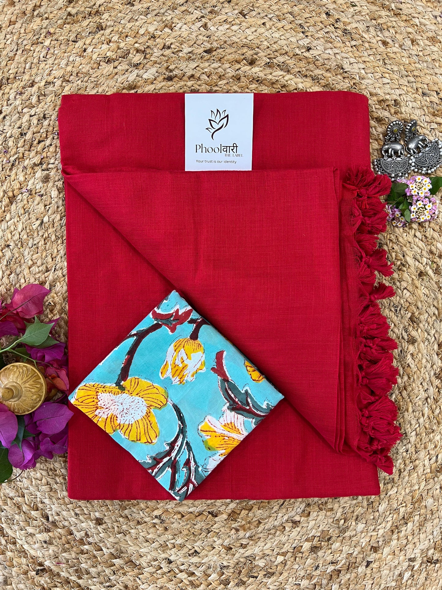 Phoolwari Red Handloom Saree