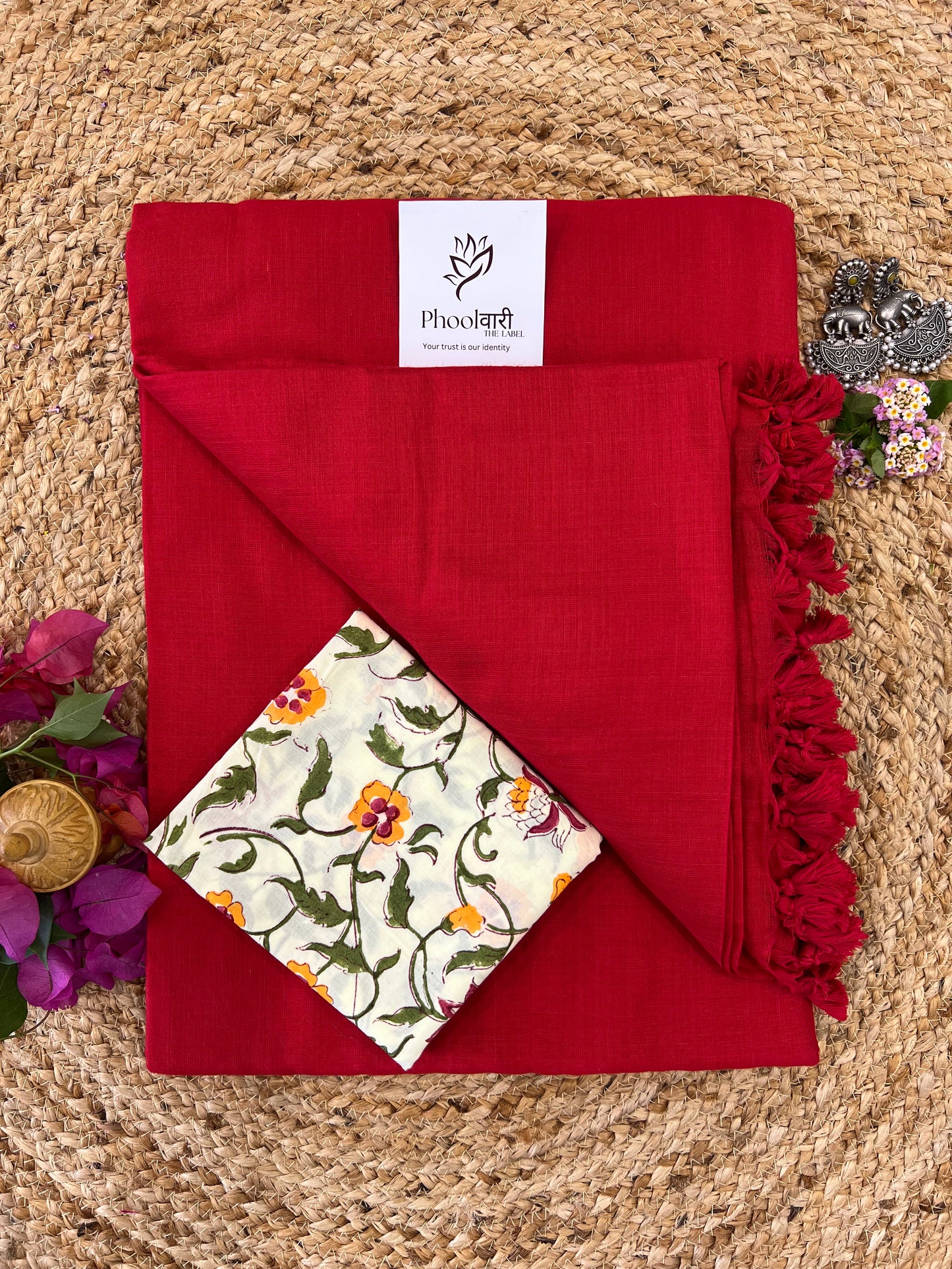 Phoolwari Red Handloom Saree