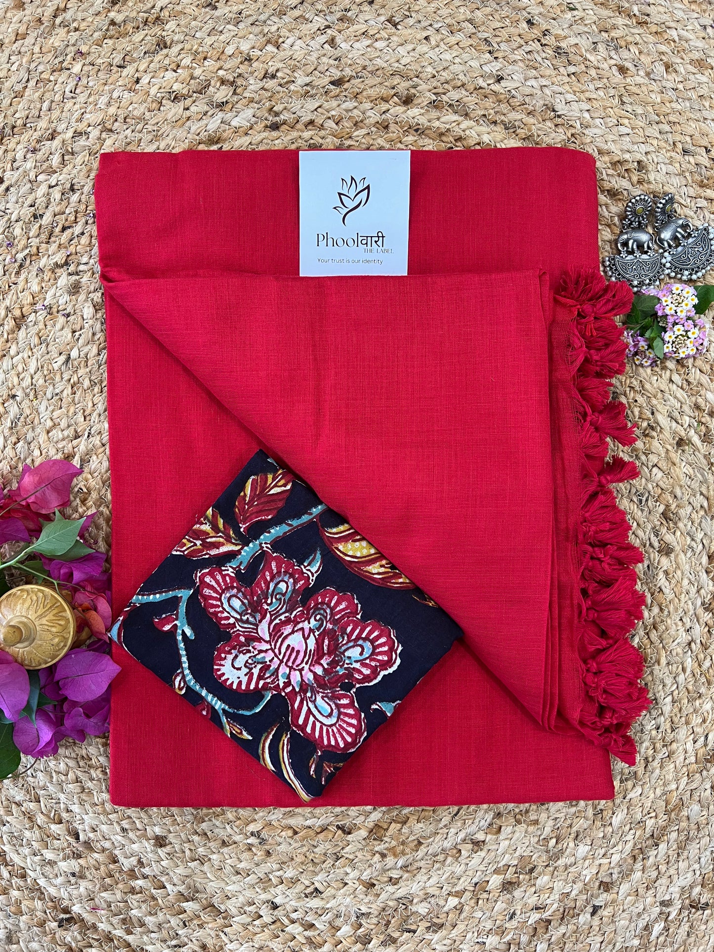 Phoolwari Red Handloom Saree