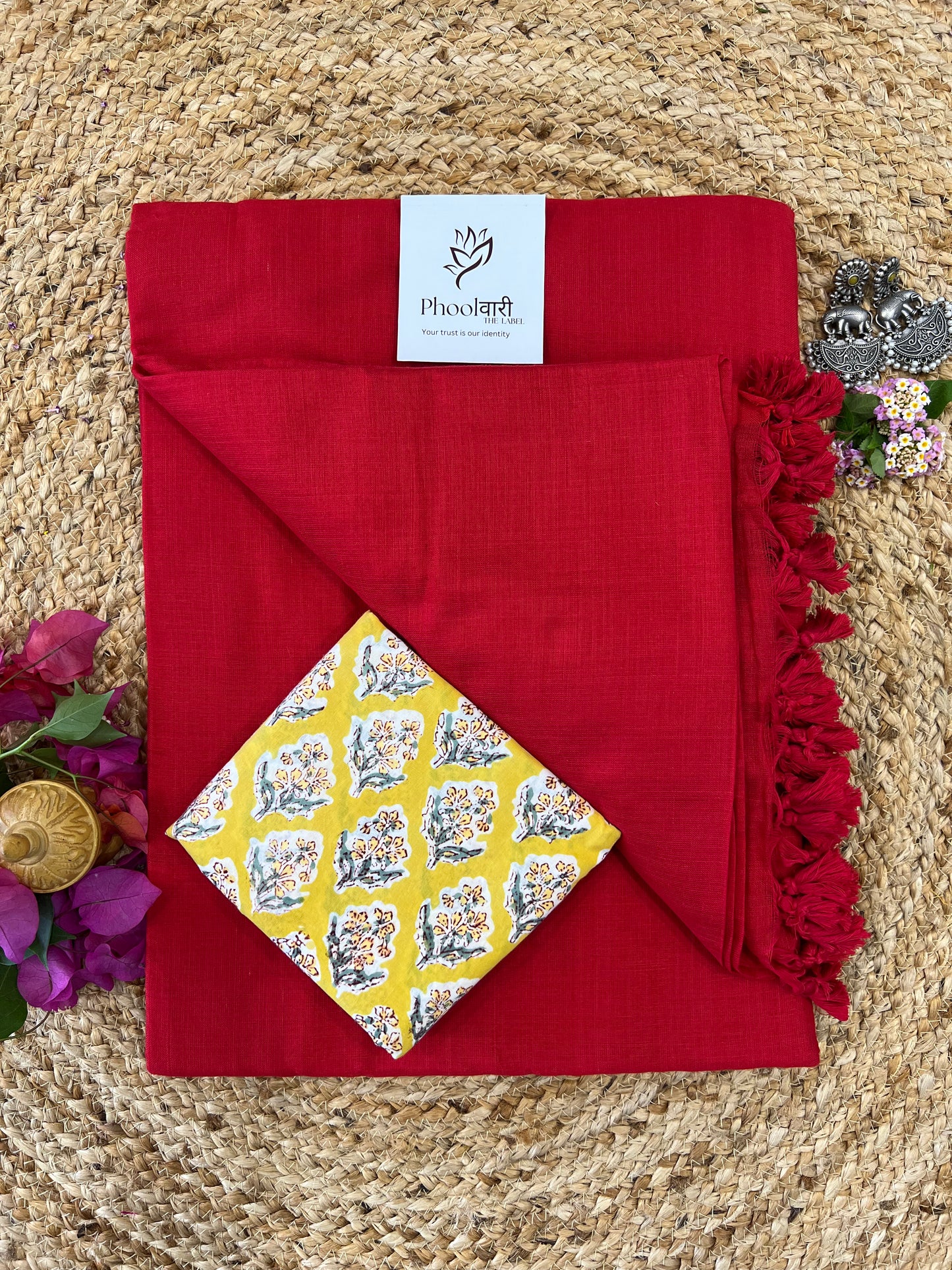 Phoolwari Red Handloom Saree