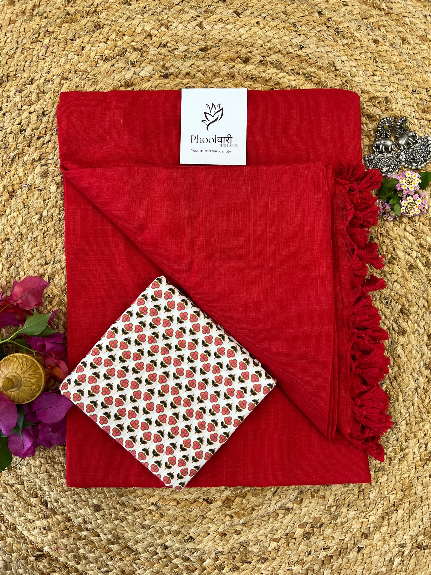 Phoolwari Red Handloom Saree