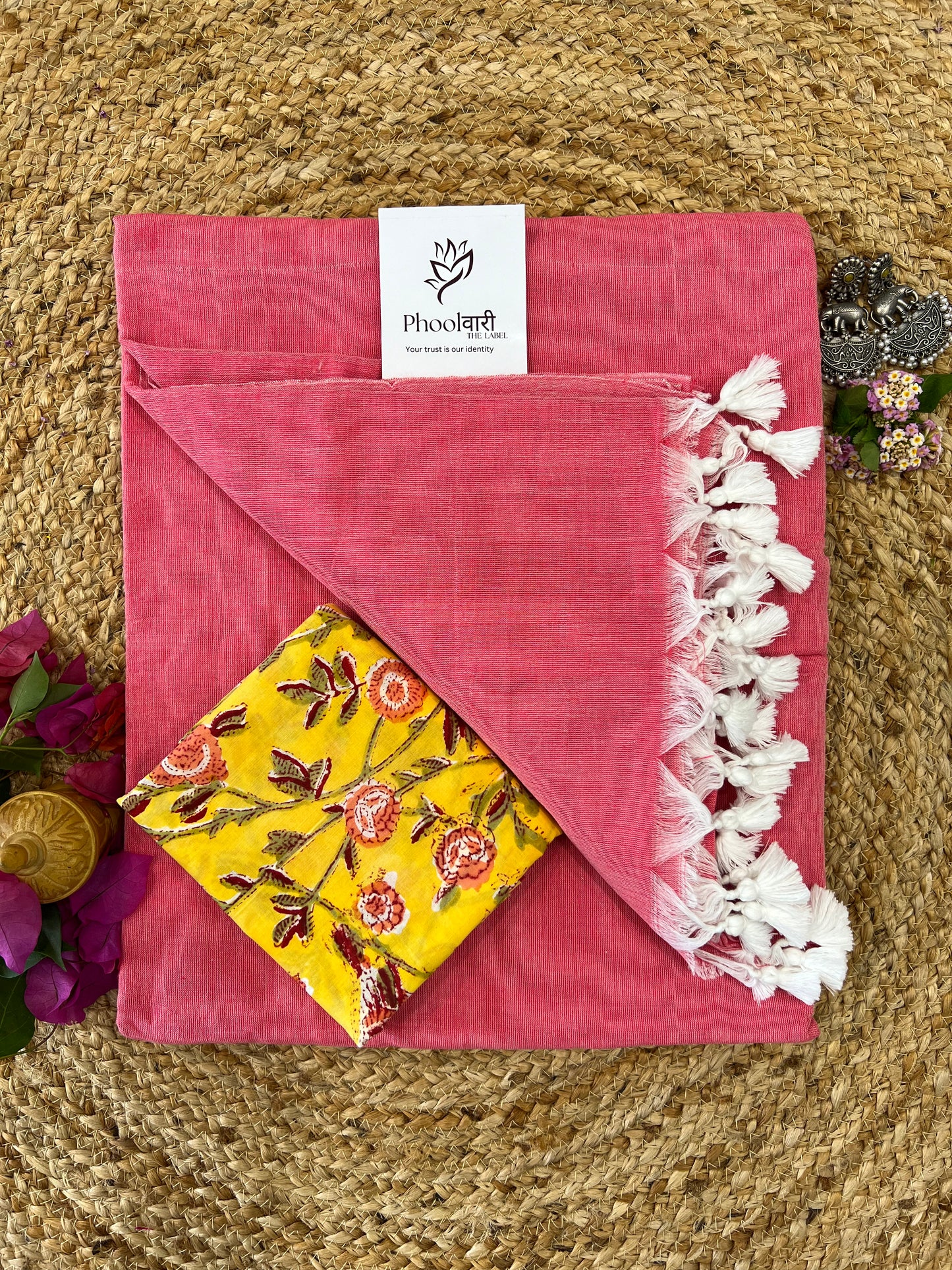 Phoolwari Peach Handloom Saree