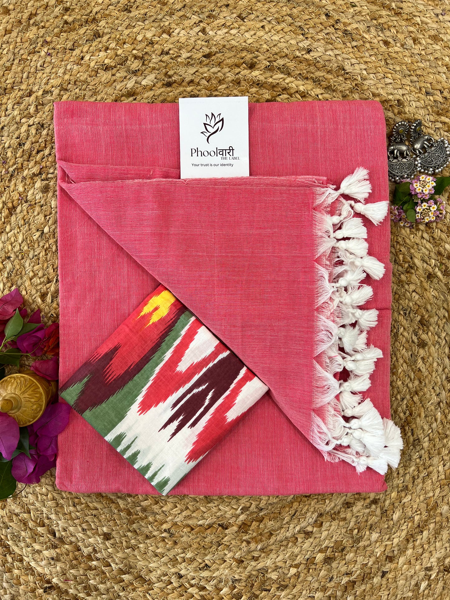 Phoolwari Peach Handloom Saree