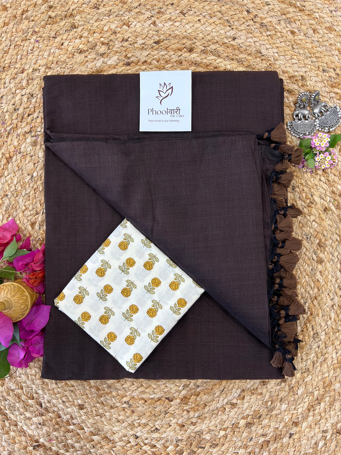 Phoolwari Coffee Brown Handloom Saree