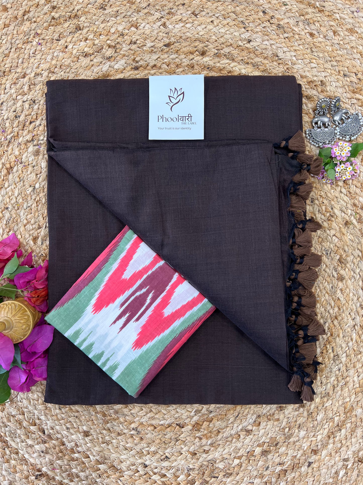 Phoolwari Coffee Brown Handloom Saree