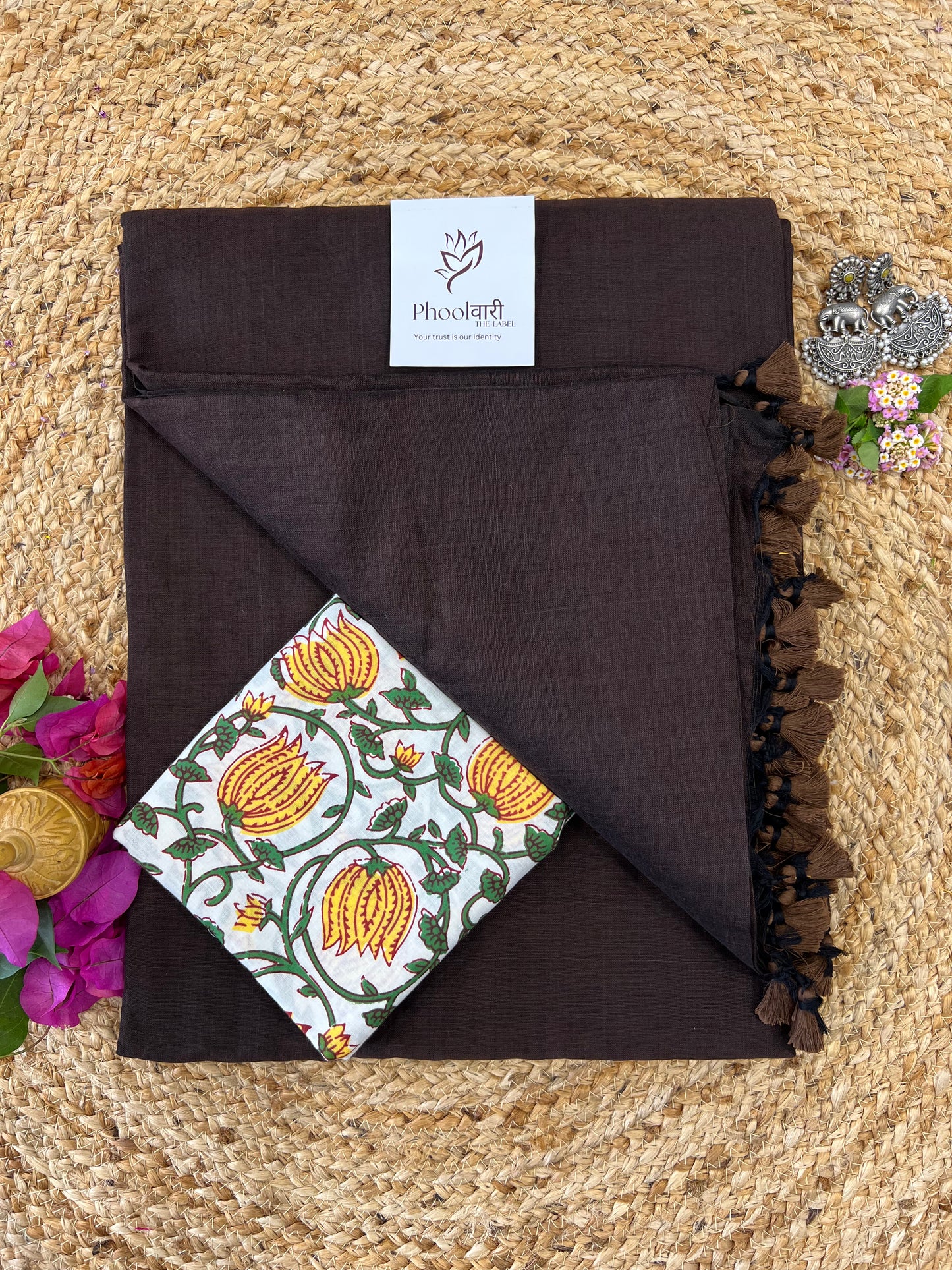 Phoolwari Coffee Brown Handloom Saree