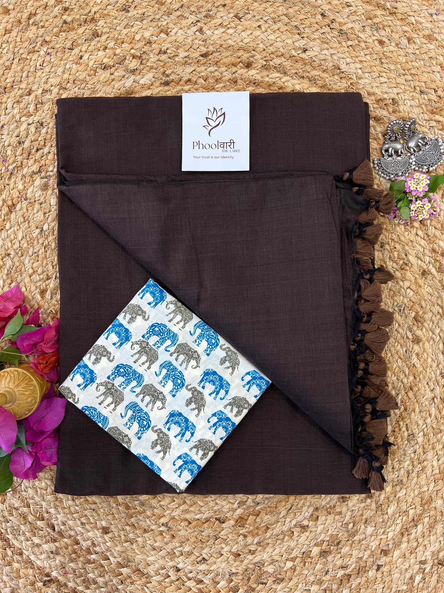 Phoolwari Coffee Brown Handloom Saree