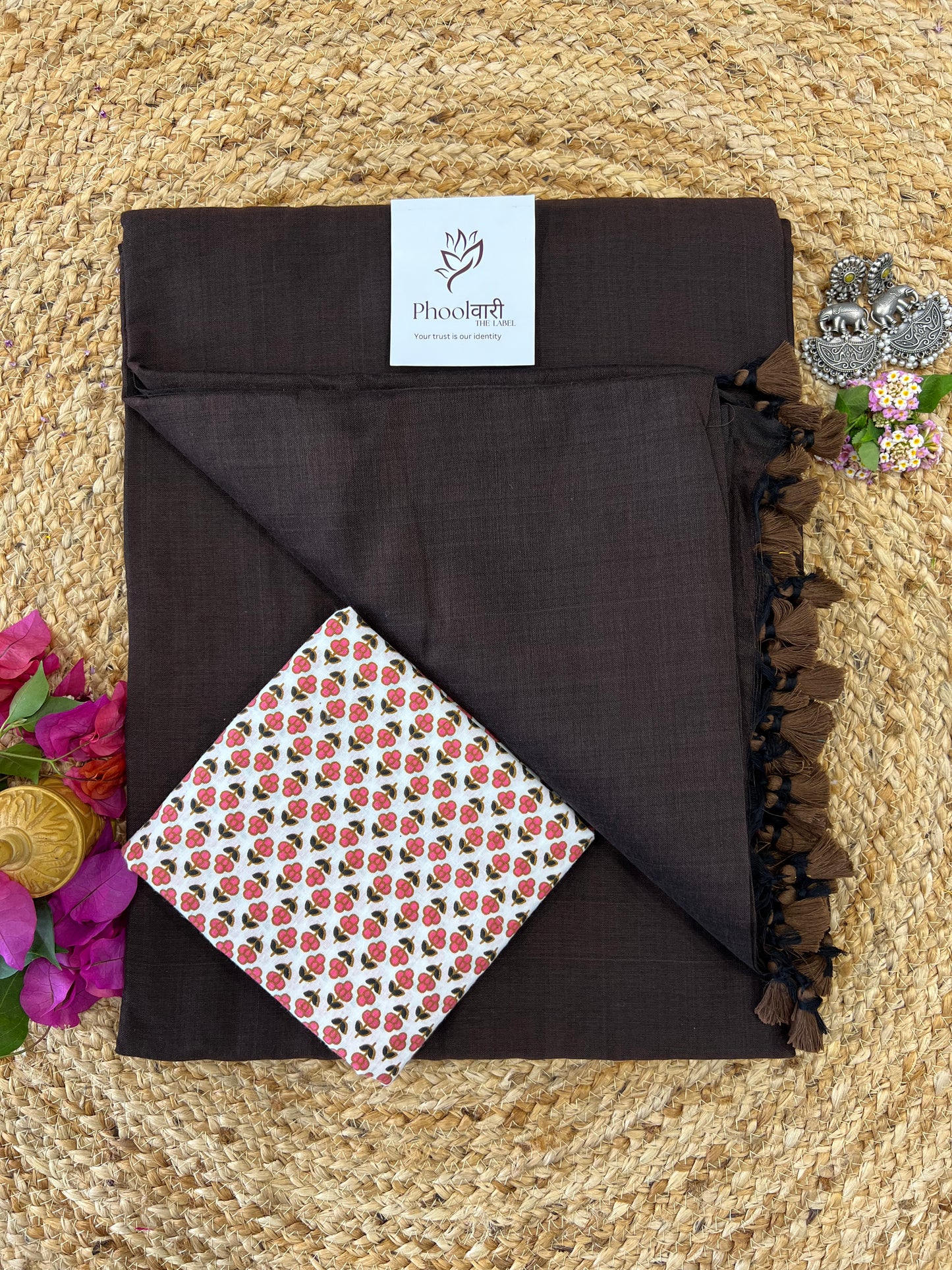 Phoolwari Coffee Brown Handloom Saree