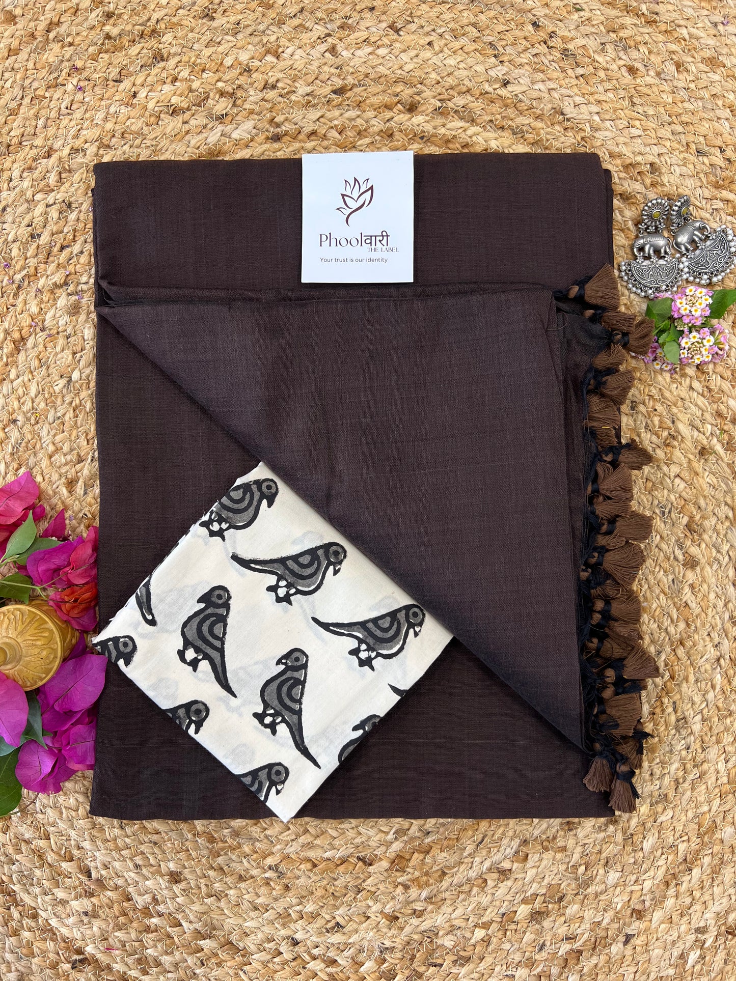 Phoolwari Coffee Brown Handloom Saree