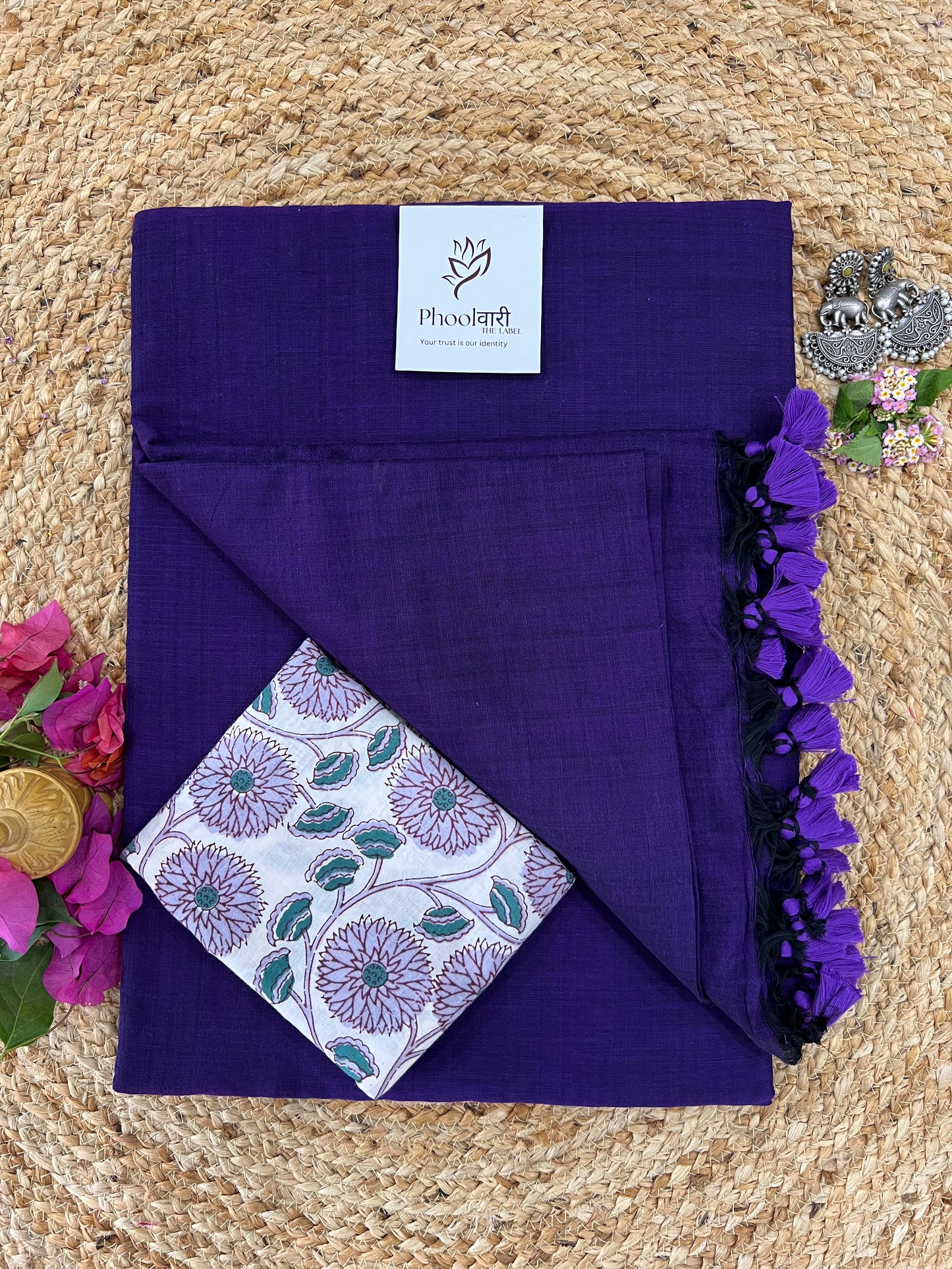 Phoolwari Purple Handloom Saree