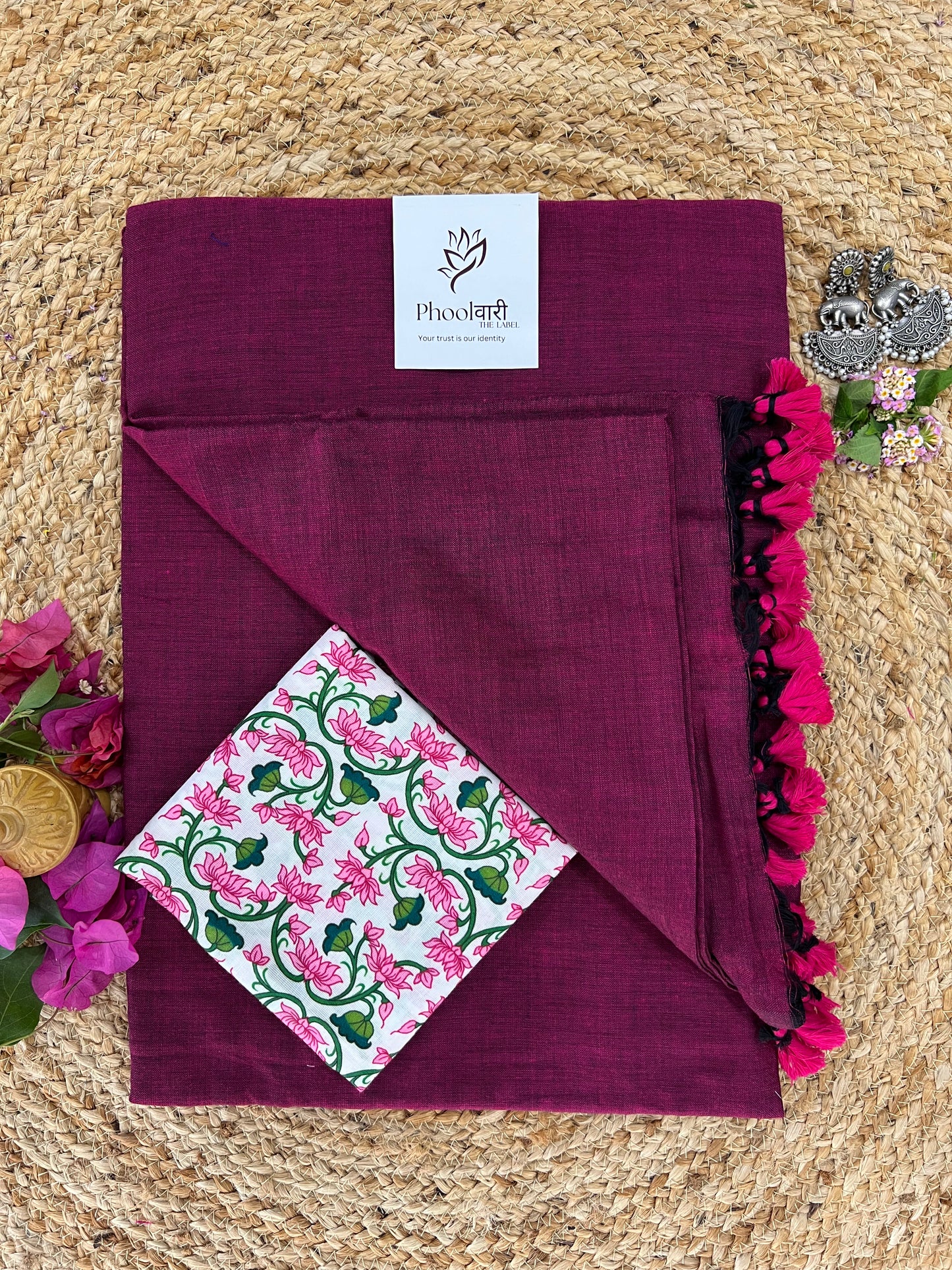 Phoolwari Light Magenta Handloom Saree