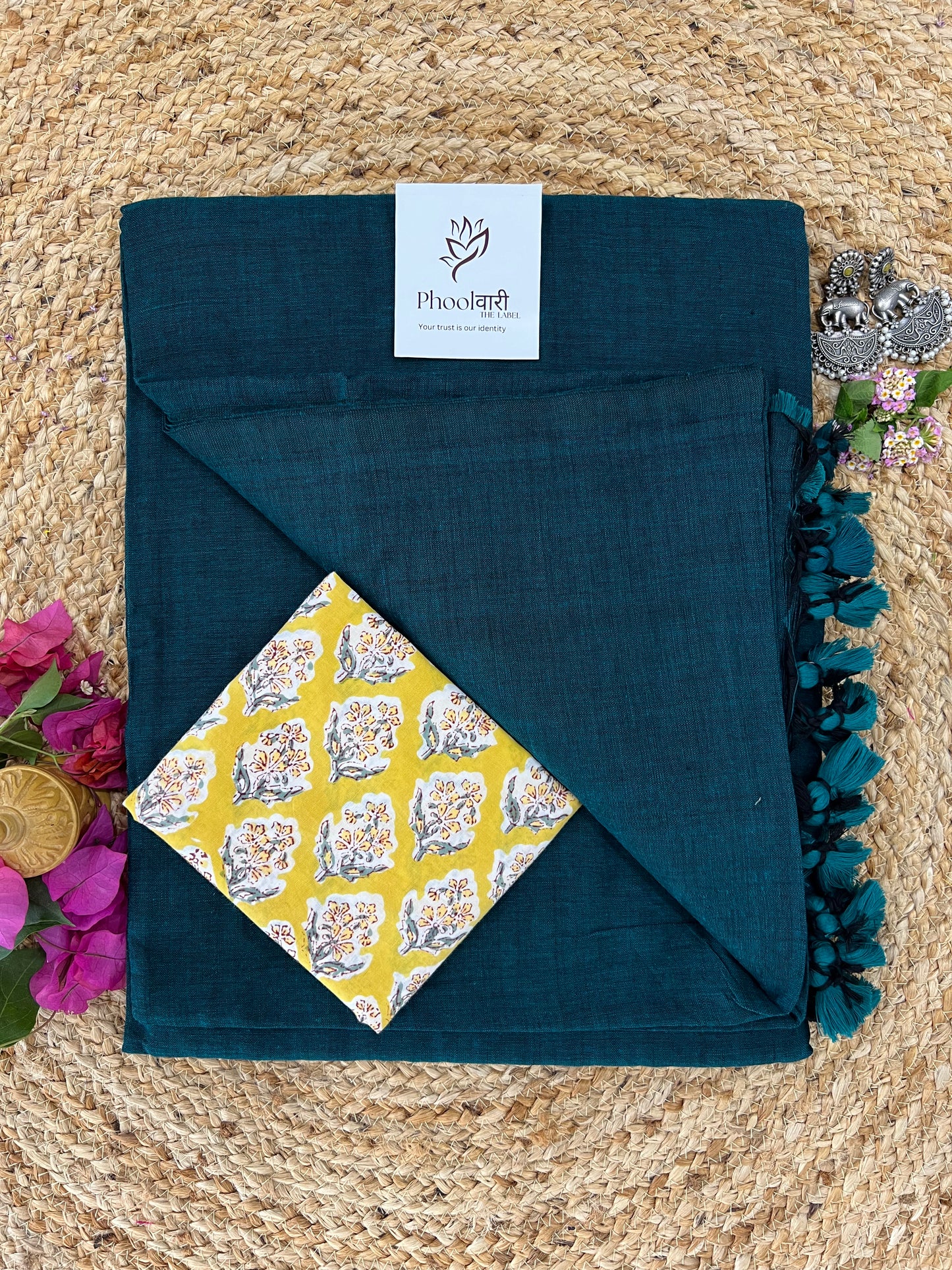 Phoolwari Rama Green Handloom Saree