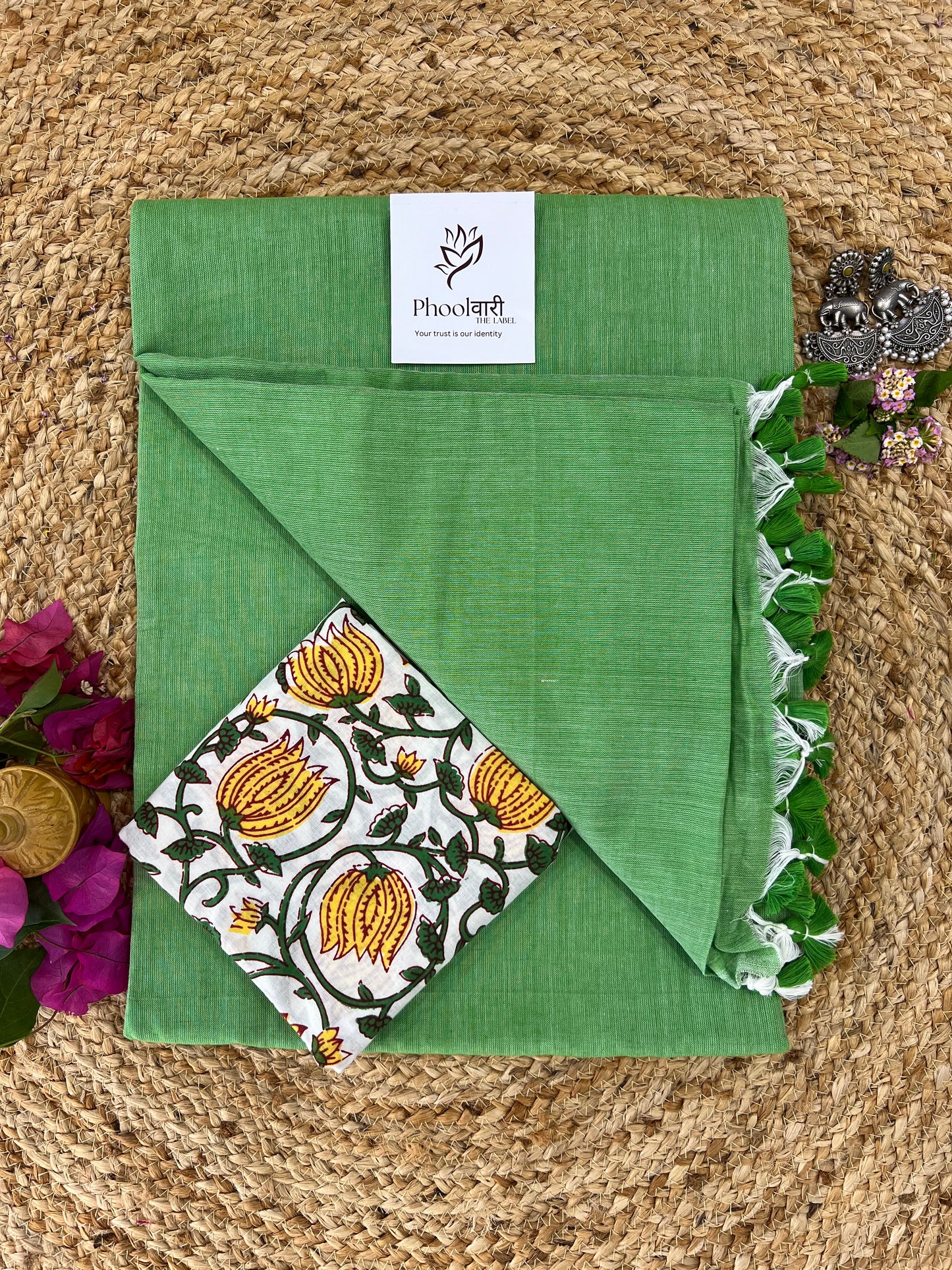 Phoolwari Light Green Handloom Saree