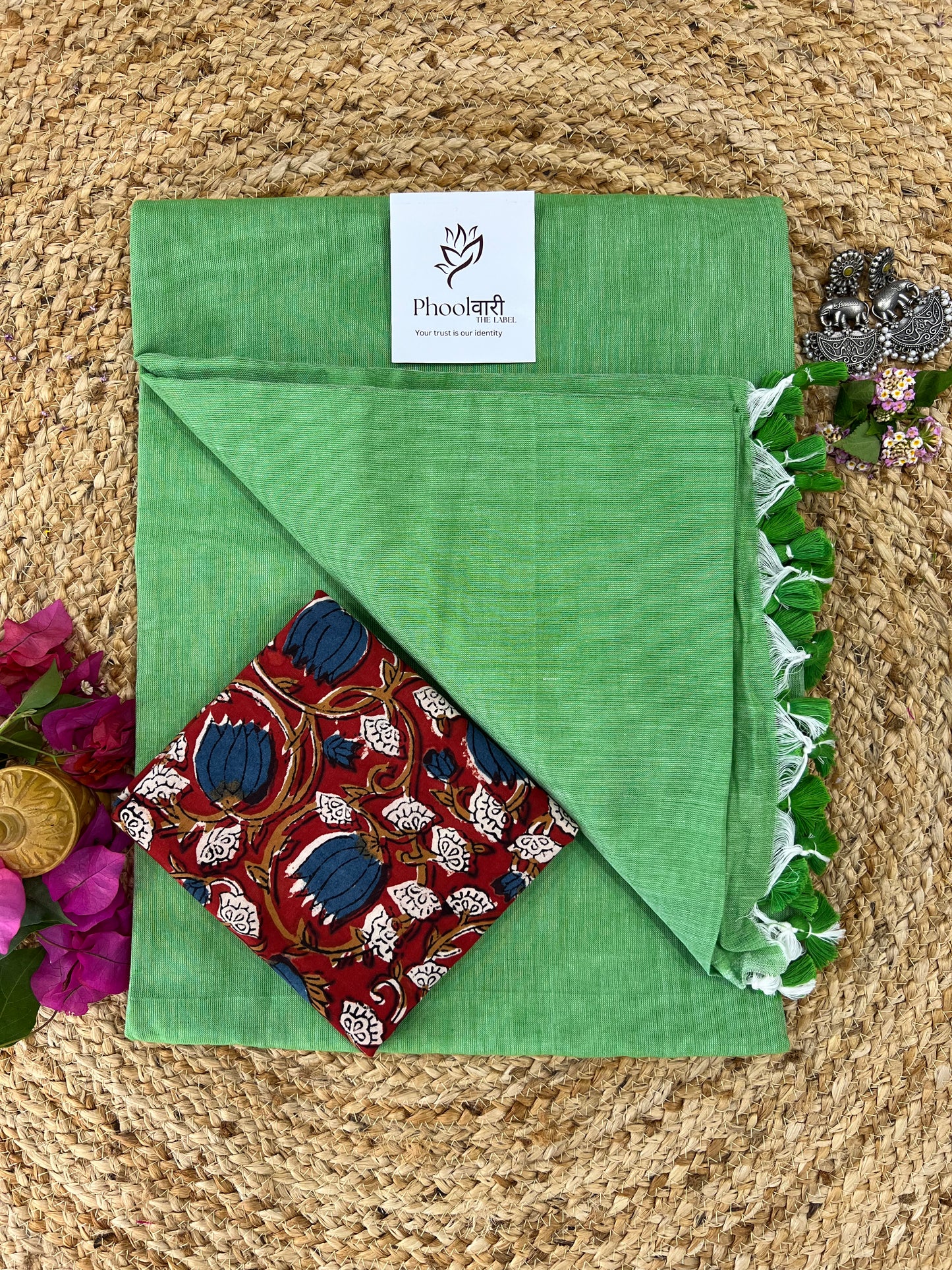 Phoolwari Light Green Handloom Saree