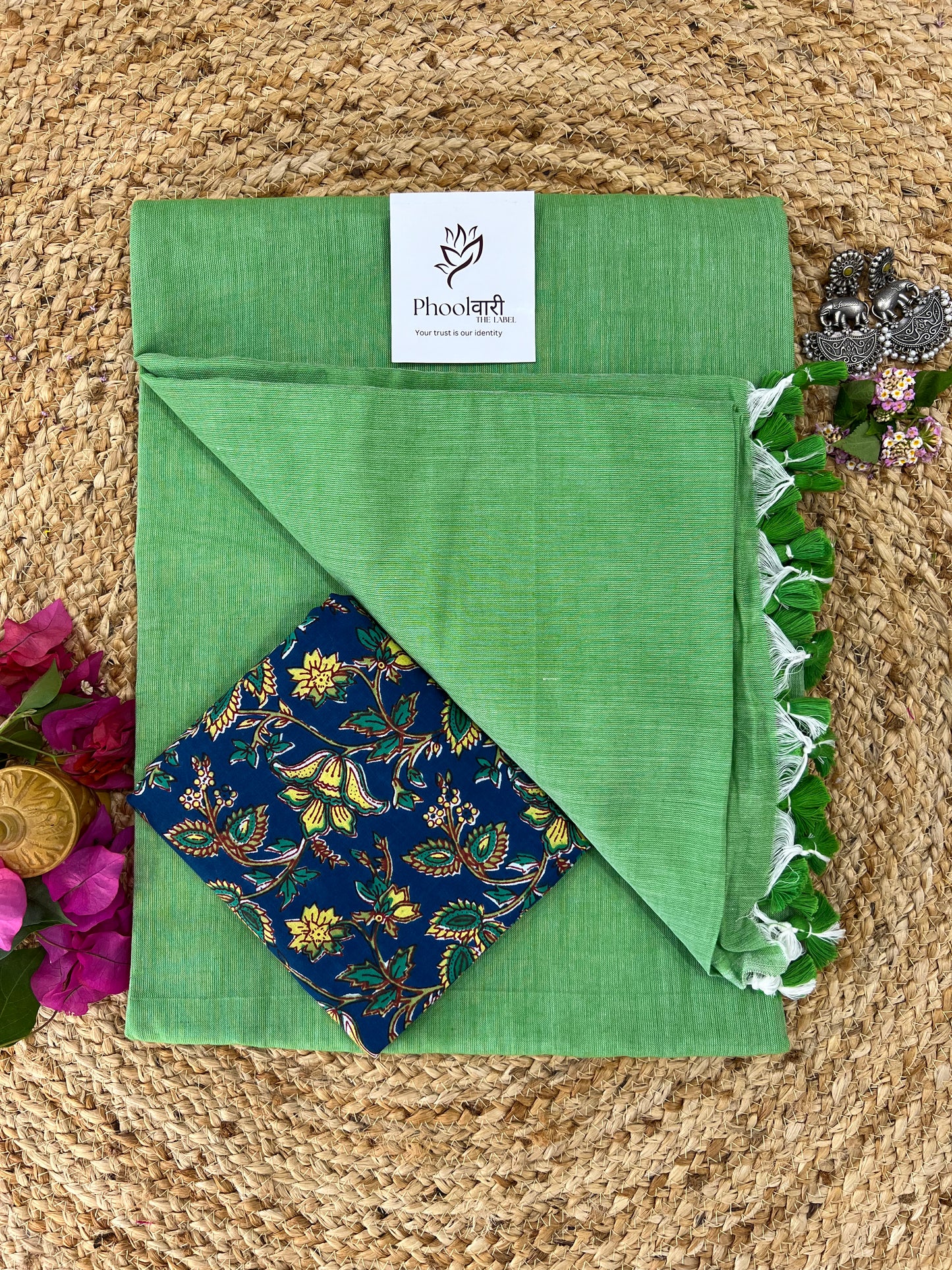 Phoolwari Light Green Handloom Saree