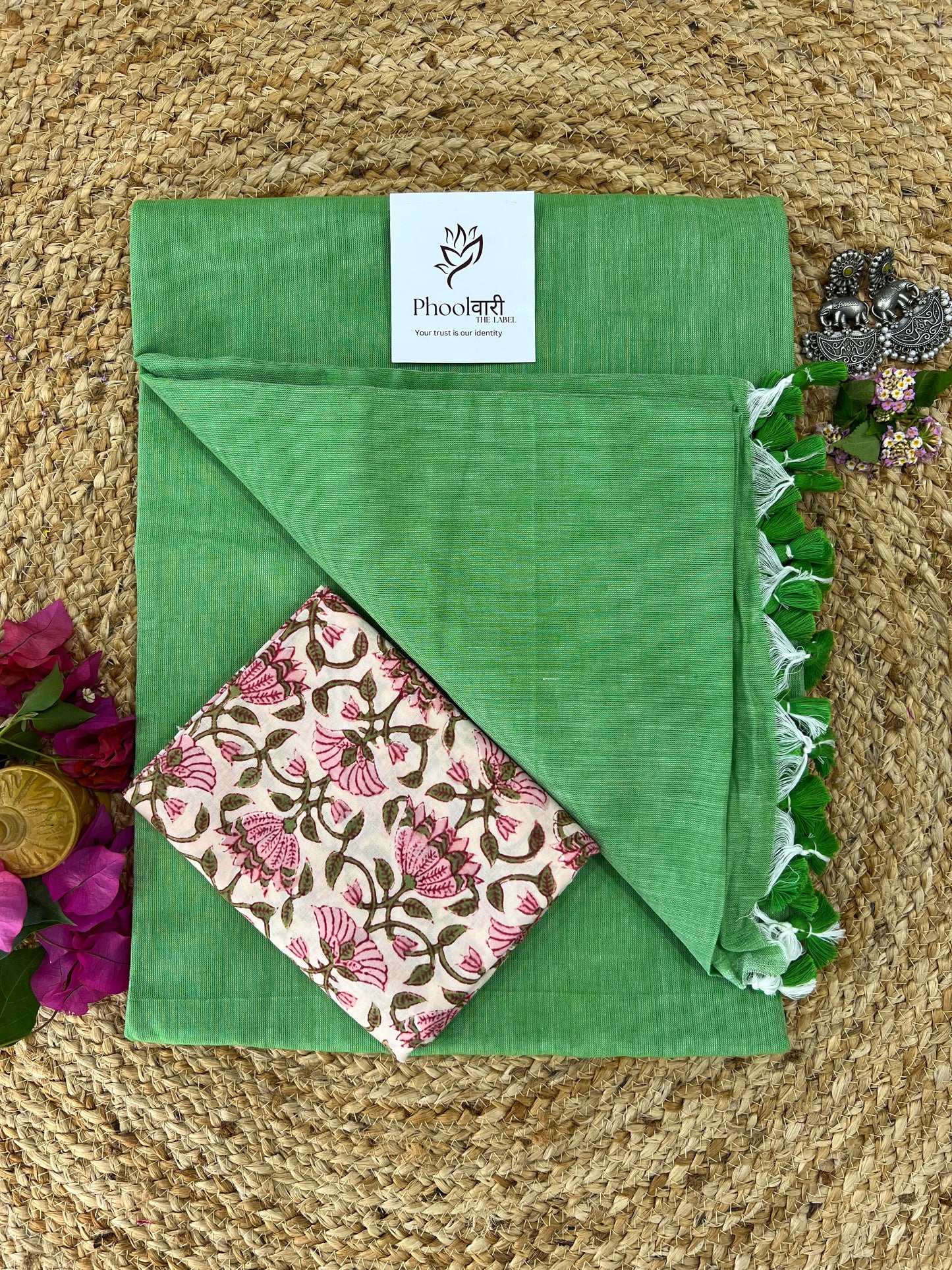 Phoolwari Light Green Handloom Saree